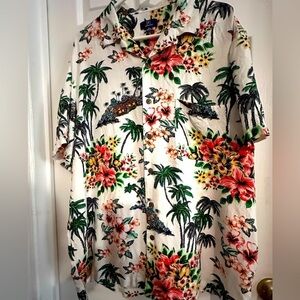 George Hawaiian Camp Shirt 90s Vibe Floral Hibiscus